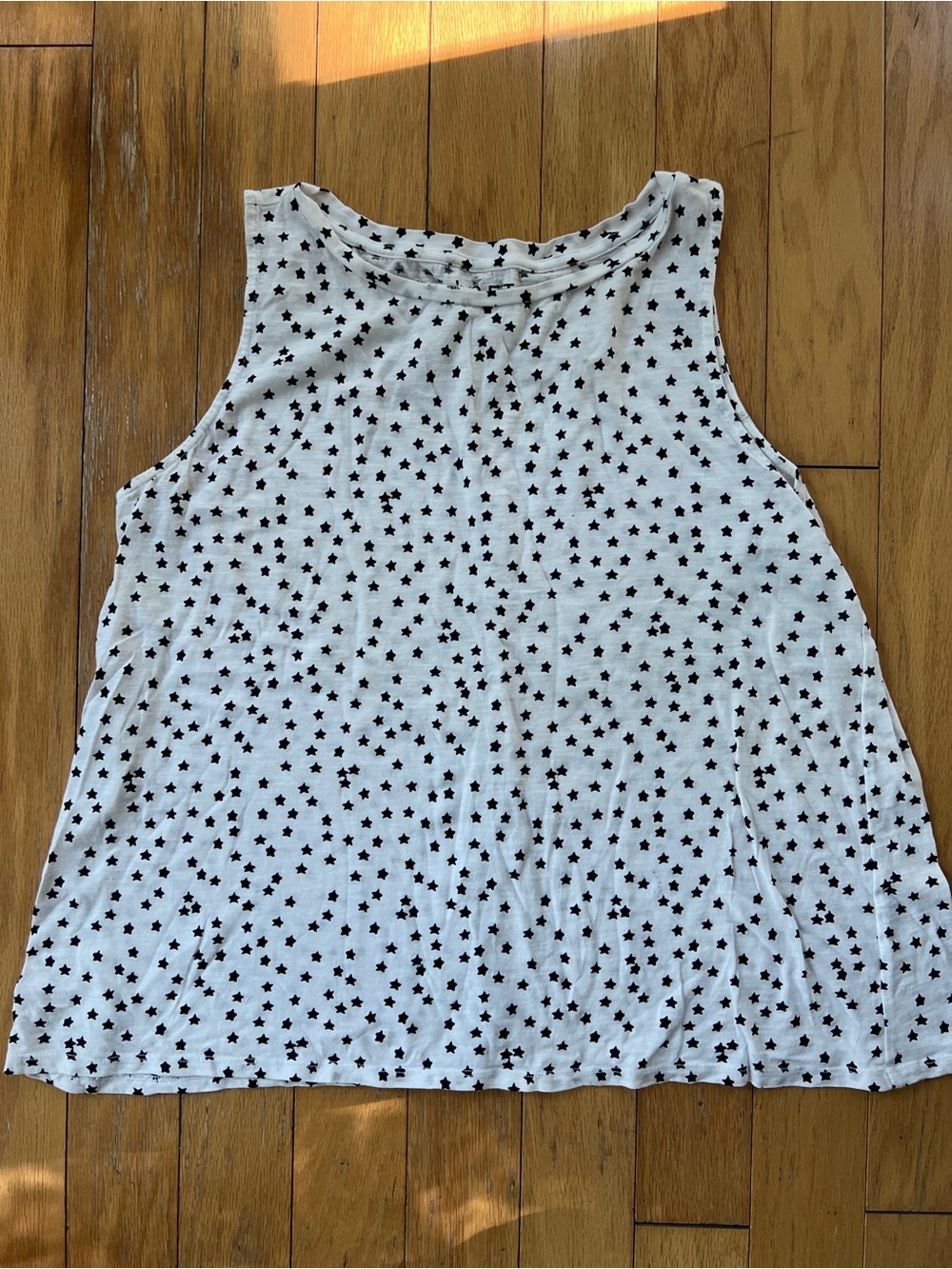 LOFT White Tank Top with Black Star Print